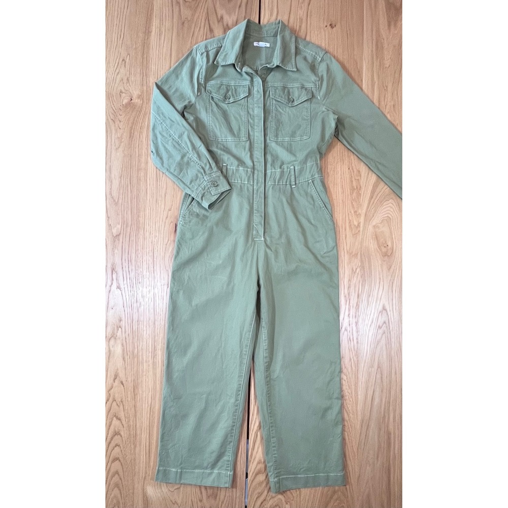 Free Assembly Utility Jumpsuit Women Size M Green Long Sleeve Boiler Suit